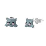 BRINCO DE PRATA INFANTIL GATO ESMALTADO À MÃO LISO 18752