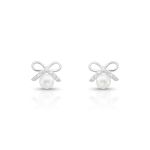 BRINCO DE PRATA LAÇO PÉROLA DE 5 MM COM 10 ZIRCONES CRAVEJADOS 22195