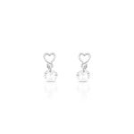 BRINCO DE PRATA LISO CORAÇÃO COM 2 ZIRCONES 6 MM CRAVEJADOS 20869