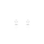 BRINCO DE PRATA LISO CRUZ 4 X 6 MM 19097