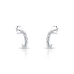 BRINCO DE PRATA MASCULINO BAGUETES 14 MM COM 8 ZIRCONES DE 1.1 MM CRAVEJADOS 21689