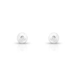 BRINCO DE PRATA MASCULINO MEIA BOLA 12.5MM 2 ONIX CRAVEJADAS 21690