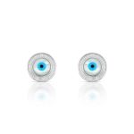BRINCO DE PRATA OLHO GREGO REDONDO COM 40 ZIRCONES CRAVEJADOS E MADRE PÉROLA DE 5 MM 22244