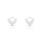 BRINCO DE PRATA PAVE ARABESCO COM 6 ZIRCONES CRAVEJADOS 19513