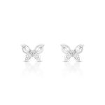 BRINCO DE PRATA PAVE BORBOLETA COM 28 ZIRCONES CRAVEJADOS 21566