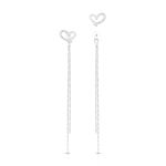 BRINCO DE PRATA PAVE CORAÇÃO COM 48 ZIRCONES CRAVEJADOS E FIO PENDURADO 22152