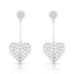 BRINCO DE PRATA PAVE CORAÇÃO PENDURADO COM 106 ZIRCONES CRAVEJADOS 21515