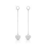 BRINCO DE PRATA PAVE CORAÇÃO PENDURADO COM 44 ZIRCONES CRAVEJADOS 22142