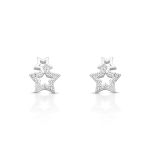 BRINCO DE PRATA PAVE ESTRALA DUPLA COM 30 ZIRCONES CRAVEJADOS 20948