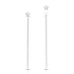 BRINCO DE PRATA PAVE ESTRELA COM 22 ZIRCONES CRAVEJADOS E FIO PENDURADO 22153