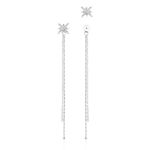 BRINCO DE PRATA PAVE ESTRELA COM 24 ZIRCONES CRAVEJADOS E FIO PENDURADO 22154