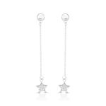 BRINCO DE PRATA PAVE ESTRELA PENDURADA COM 12 ZIRCONES CRAVEJADOS 22143