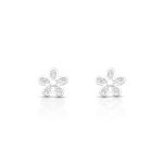 BRINCO DE PRATA PAVE FLOR COM 10 ZIRCONES CRAVEJADOS 21574
