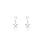 BRINCO DE PRATA PAVE FLOR PENDURADA COM 10 ZIRCONES CRAVEJADOS 21592