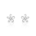 BRINCO DE PRATA PAVE FLOR VAZADA COM 42 ZIRCONES CRAVEJADOS 21571