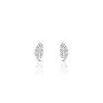 BRINCO DE PRATA PAVE FOLHA COM 12 ZIRCONES CRAVEJADOS 20925