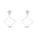 BRINCO DE PRATA PAVE LOSANGO PENDURADO COM 46 ZIRCONES CRAVEJADOS 20880