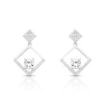 BRINCO DE PRATA PAVE LOSANGO PENDURADO COM 68 ZIRCONES CRAVEJADOS 20713