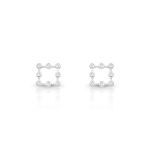 BRINCO DE PRATA PAVE QUADRADO COM 16 ZIRCONES CRAVEJADOS 18629