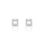 BRINCO DE PRATA PAVE QUADRADO COM 26 ZIRCONES CRAVEJADOS 21534