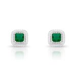 BRINCO DE PRATA PEDRA PRINCIPAL CRSTAL 6 MM VERDE ESMERALDA 122 ZIRCONES  20721