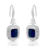 BRINCO DE PRATA PEDRA PRINCIPAL CRSTAL 7 X 9 MM AZUL SAFIRA 136 ZIRCONES  20723