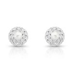 BRINCO DE PRATA REDONDO COM BAGUETES PÉROLA SHELL DE 6.5 MM COM 40 ZIRCONES CRAVEJADOS 21706