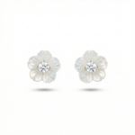BRINCO DE PRATA ROSAS 8 MM COM ONIX DE 3 MM CRAVEJADA