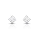 BRINCO DE PRATA SOLITÁRIO QUADRADO COM 42 ZIRCONES CRAVEJADOS PEDRA PRINCIPAL 3 X 3 MM 21902