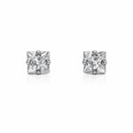 BRINCO DE PRATA SOLITÁRIO QUADRADO COM ZIRCONIA DE 6 MM CRAVEJADO