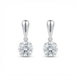 BRINCO DE PRATA TACO COM ZIRCONIA REDONDA DE 8 MM PENDURADA