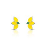 BRINCO ESMALTADO AMARELO FLOR COM 2 ZIRCONES