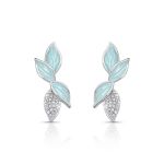BRINCO ESMALTADO AZUL FOLHAS COM 42 ZIRCONES
