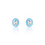 BRINCO ESMALTADO AZUL OVAL COM 2 ZIRCONES