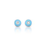BRINCO ESMALTADO AZUL REDONDO COM 2 ZIRCONES