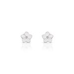 BRINCO ESMALTADO BRANCO FLOR COM 2 ZIRCONES