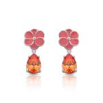 BRINCO ESMALTADO FENDI GOTA PEDURADA FLOR COM 2 ZIRCONES