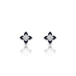 BRINCO ESMALTADO PRETO FLOR COM 10 ZIRCONES
