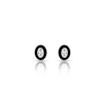 BRINCO ESMALTADO PRETO OVAL COM 2 ZIRCONES