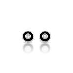 BRINCO ESMALTADO PRETO REDONDO COM 2 ZIRCONES