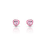 BRINCO ESMALTADO ROSA CORACAO COM 2 ZIRCONES