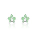 BRINCO ESMALTADO VERDE FLOR COM 2 ZIRCONES