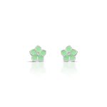 BRINCO ESMALTADO VERDE FLOR COM 2 ZIRCONES