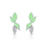 BRINCO ESMALTADO VERDE FOLHAS COM 42 ZIRCONES