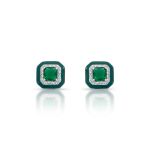 BRINCO ESMALTADO VERDE QUADRADO COM 34 ZIRCONES