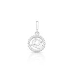 CHARM DE PRATA SIGNO PENDURADO AQUARIO COM 24 ZIRCONES CRAVEJADOS COM FURO 5.4MM DE DIÂMETRO 21650