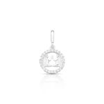 CHARM DE PRATA SIGNO PENDURADO GÊMEOS COM 24 ZIRCONES CRAVEJADOS COM FURO 5.4MM DE DIÂMETRO 21659