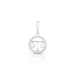 CHARM DE PRATA SIGNO PENDURADO LIBRA COM 24 ZIRCONES CRAVEJADOS COM FURO 5.4MM DE DIÂMETRO 21661