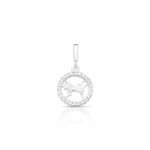 CHARM DE PRATA SIGNO PENDURADO TOURO COM 24 ZIRCONES CRAVEJADOS COM FURO 5.4MM DE DIÂMETRO 21655