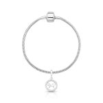 CHARM DE PRATA SIGNO PENDURADO TOURO COM 24 ZIRCONES CRAVEJADOS COM FURO 5.4MM DE DIÂMETRO 21655